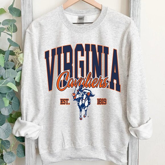 University of Virginia Cavaliers NCAA 1819 Sweatshirt Shirt Retro Vintage Style - Picture 1 of 3